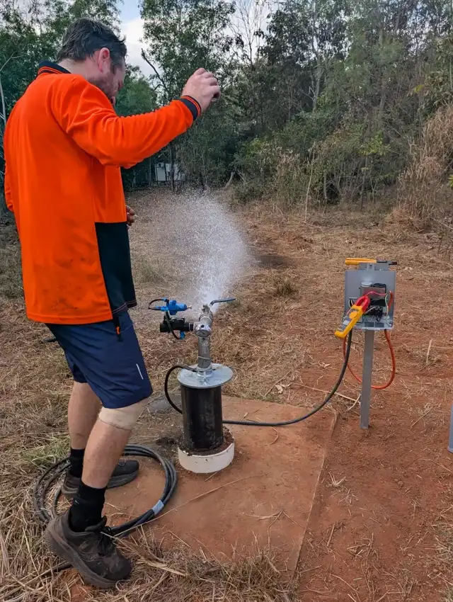 Flow-testing a new bore pump during site services work