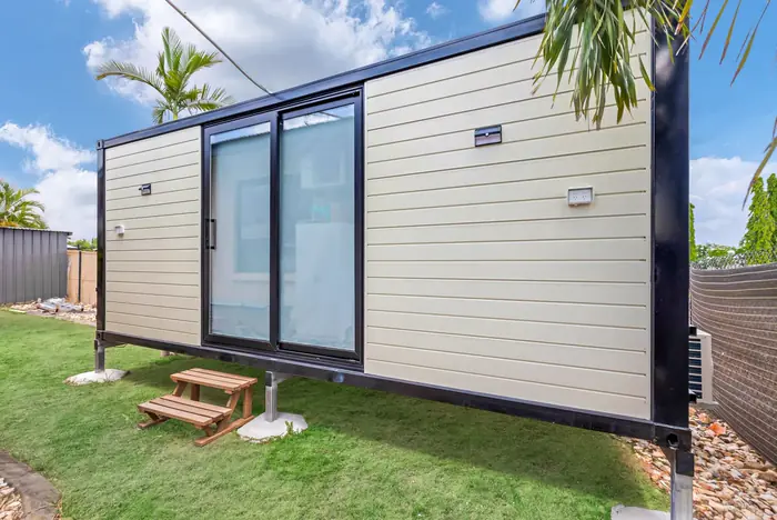 The Retreat installed in a Darwin backyard on galvanised stumps