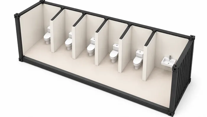 20ft 5 Toilet Block, 3D render 2