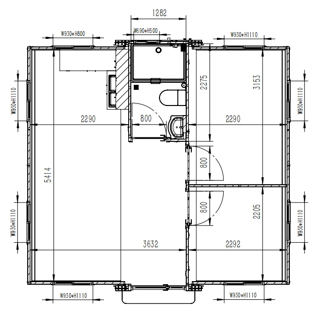 20ft Foldout Home floor plan and elevations, drawing 1