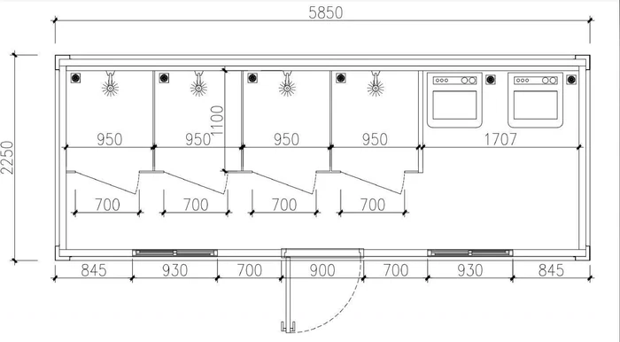 20ft Shower Block floor plan and elevations, drawing 1