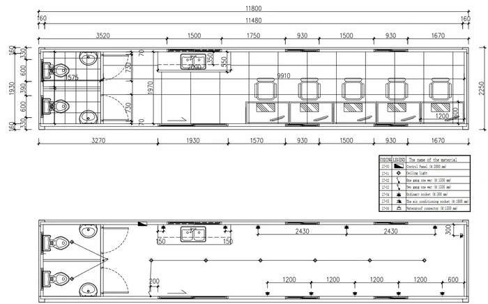 40ft 5 Desk Office floor plan and elevations, drawing 1