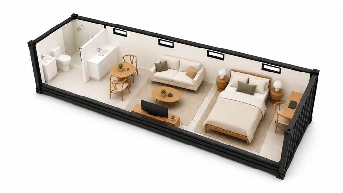 40ft Open Plan Class 1A, 3D render 2