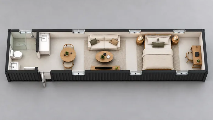 40ft Open Plan Class 1A, 3D render 5