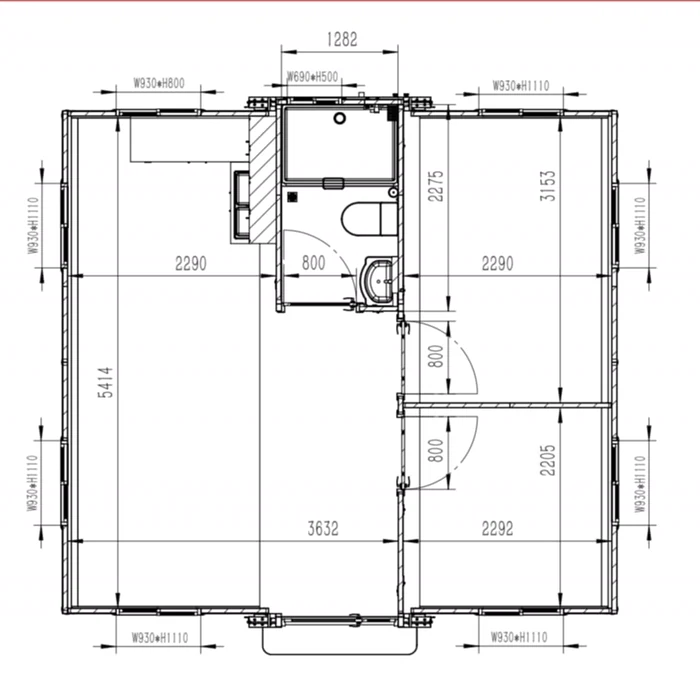 New Age Home, 35m² Foldout floor plan and elevations, drawing 1