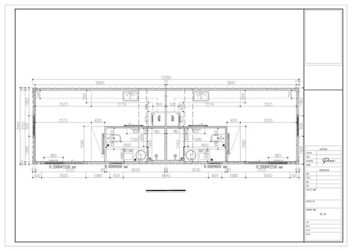 Vantalux 350 floor plan and elevations, drawing 2